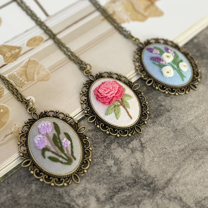 Набор для вышивки сделай сам ожерелье с кулоном Цветочная вышивка наборы