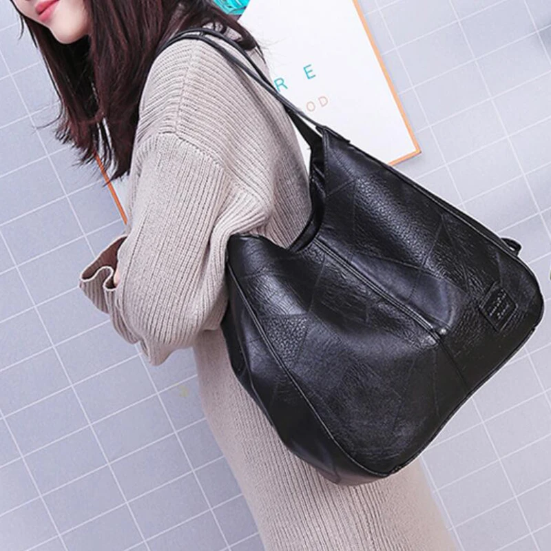 

Винтажная сумка для женщин, мягкая женская вместительная Роскошная дамская сумочка, модная брендовая сумка через плечо, сумка для покупок