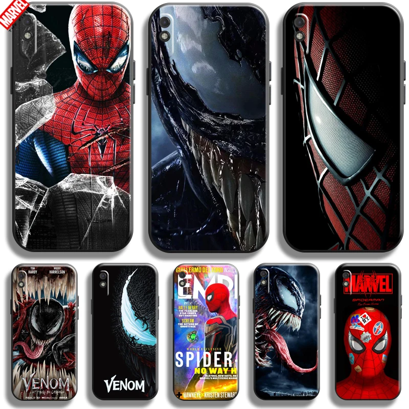 

Marvel Spiderman Venom For Xiaomi Redmi 9A 9AT Phone Case Back Black Coque Liquid Silicon Soft