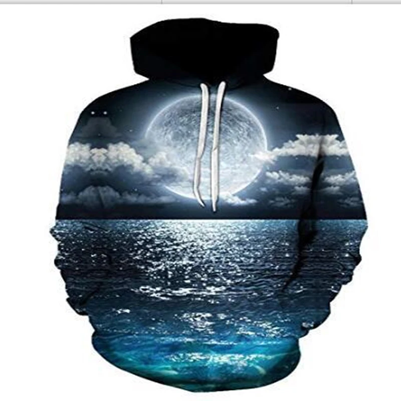 

Черно-белая толстовка с 3D-принтом в виде пейзажа, спортивная одежда, мужская и женская повседневная модная спортивная универсальная улична...