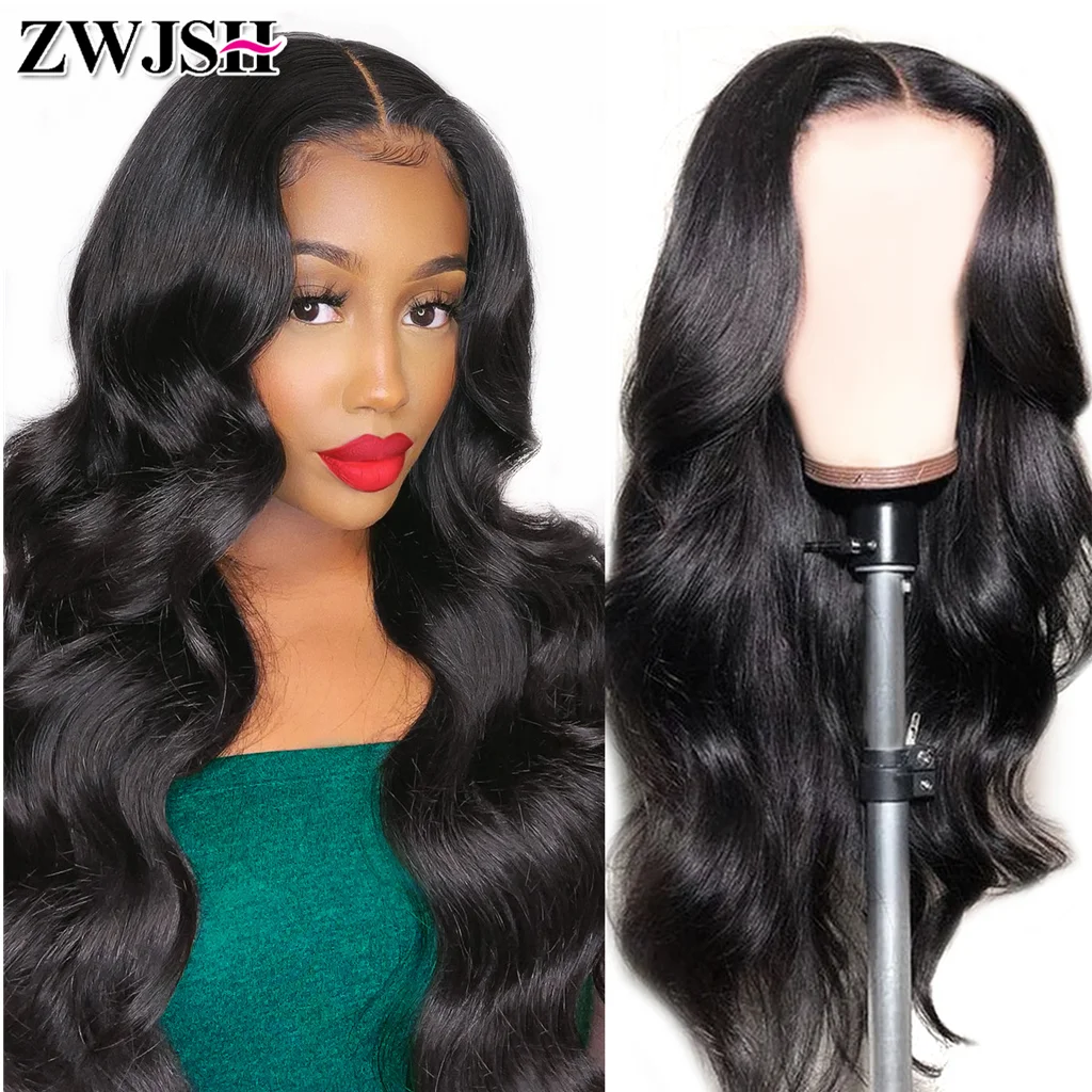 13x4 13x6 HD Lace Frontal Front Wig for Women Remy Brazilian Human Hair Body Wave Glueless Pre Plucked Natural Black 13x6 ZWJSH