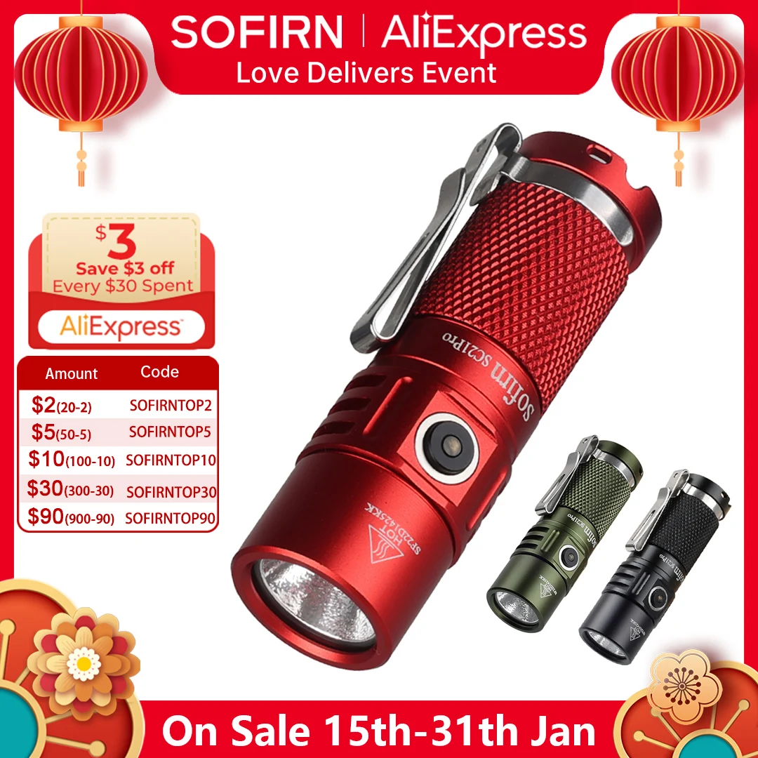 Sofirn SC21 Pro Anduril 1 0 Mini 16340 мощный светодиодный фонарик USB C перезаряжаемый 1100lm LH351D 90CRI -