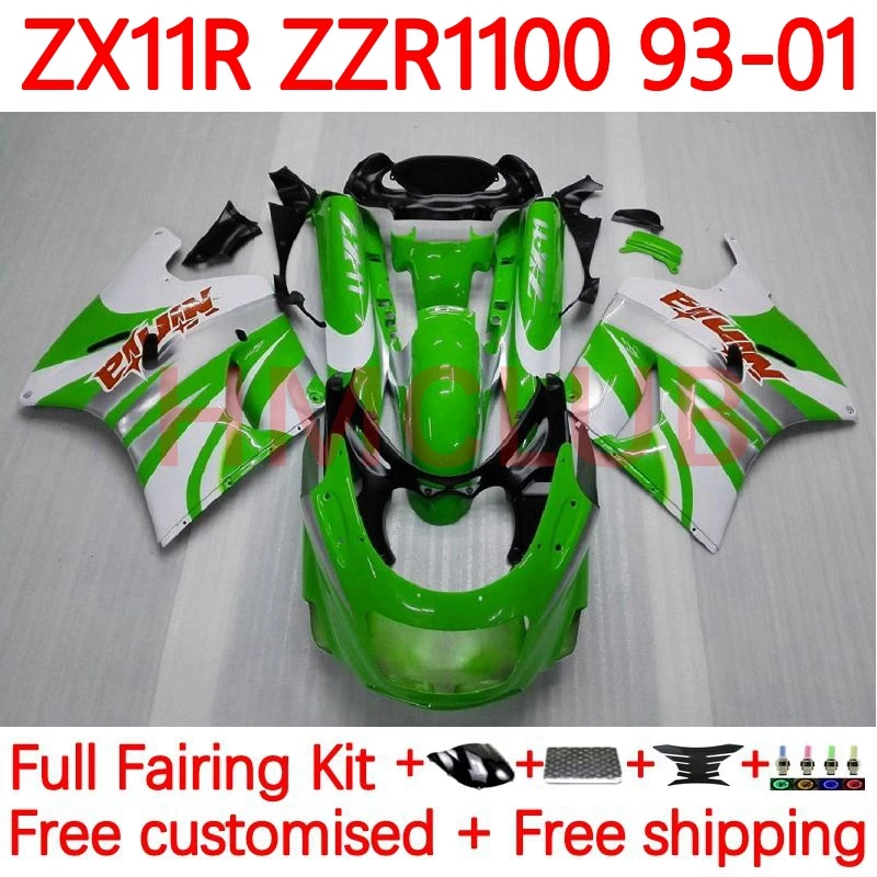 

ZX-11R For KAWASAKI NINJA ZZR1100 ZX 11R ZX11 R ZX11R 93 94 95 96 97 ZZR 1100 green stock 1998 1999 2000 2001 Fairings 73No.65