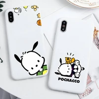 pochacco dog phone case for iphone 13 12 11 pro max mini xs 8 7 6 6s plus x se 2020 xr candy white silicone cover