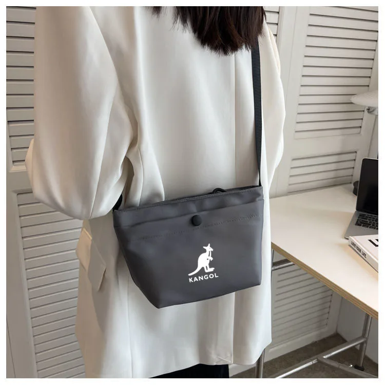 Kangol 2023 New Nylon Small Bag High-Grade Bucket Tote Bag Women Trendy Fashion Women's Bag Shoulder Messenger Bag