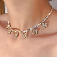 2022 new hot selling fashion rhinestone single layer butterfly pendant necklace for women zircon necklacejewelry birthday gift