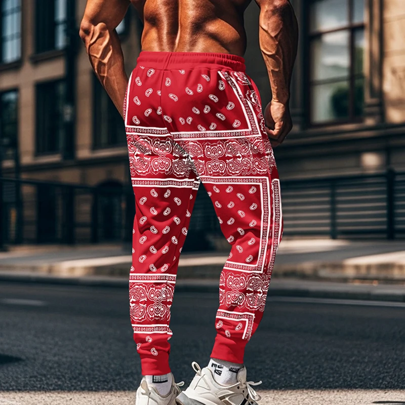 Мужские повседневные брюки спортивный корсет с кулиской и цветком кешью уличный