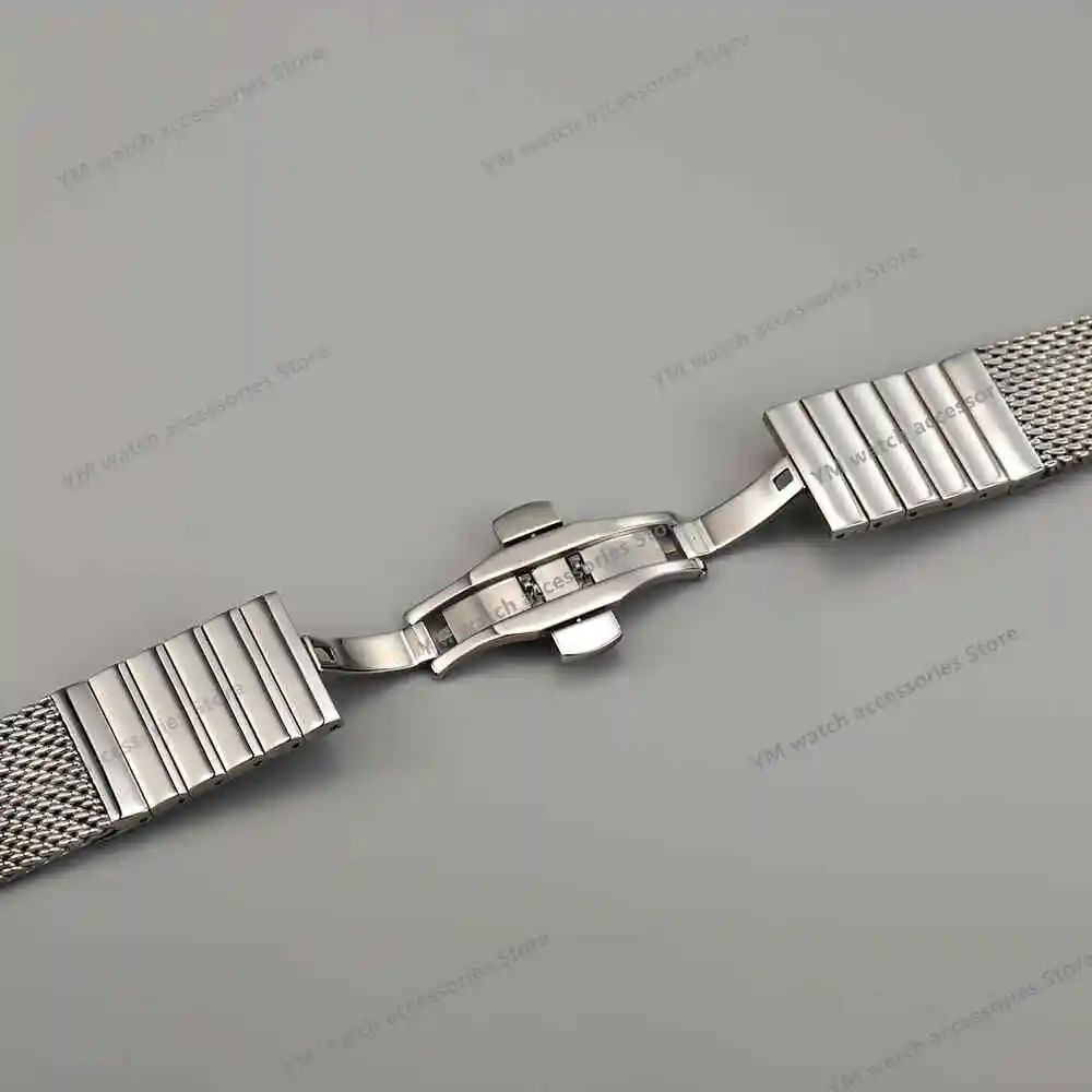 18mm 20mm 22mm 24mm Stainless Steel Straight End Shark Mesh Extended Deployment Clasp Watch Strap Band Fit For SKX ROX Watches