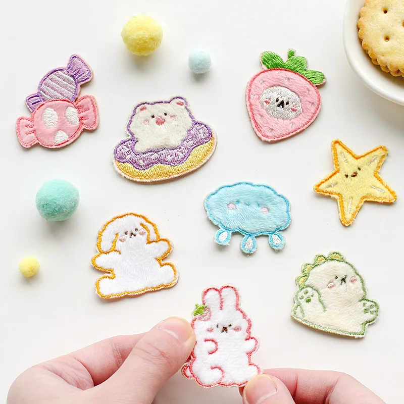 

50 шт./лот аниме Роскошная вышитая нашивка звезда облако динозавр фрукты кролик лиса цветок украшение для одежды аксессуары рукоделие аппликация