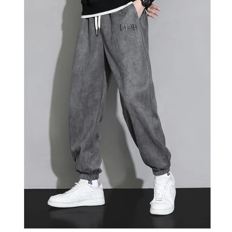 Модные замшевые гигиенические брюки для мужчин свободные спортивные до