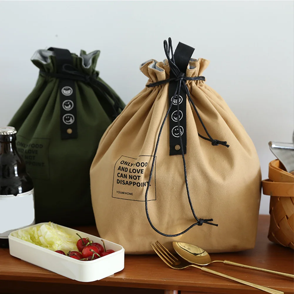 

Холщовая Сумка для ланча Bento, портативный уличный контейнер для еды и пикника, школьные принадлежности для сохранения свежести продуктов