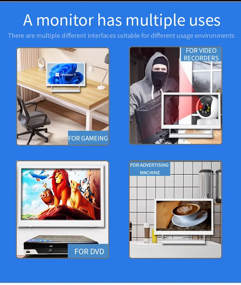 10 1/13 3/15 6 дюймовый белый ЖК-монитор безопасности HDMI VGA BNC компьютер pos промышленный