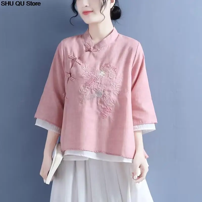Ropa tradicional china para mujer, camisa China qipao, traje tang para mujer, cheongsams, top vintage, Ropa Étnica