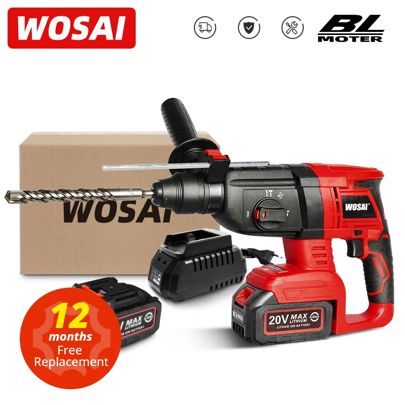 Аккумуляторный ударный перфоратор WOSAI MT, 20 В, С бесколлекторным двигателем