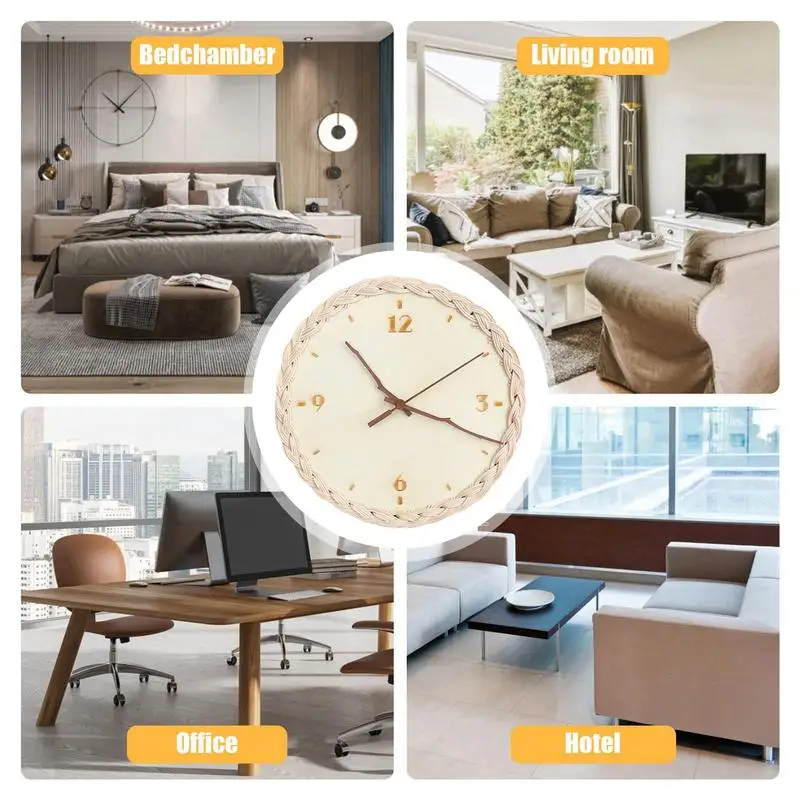 Настенные часы в стиле бохо винтажные декоративные без тикания с питанием от