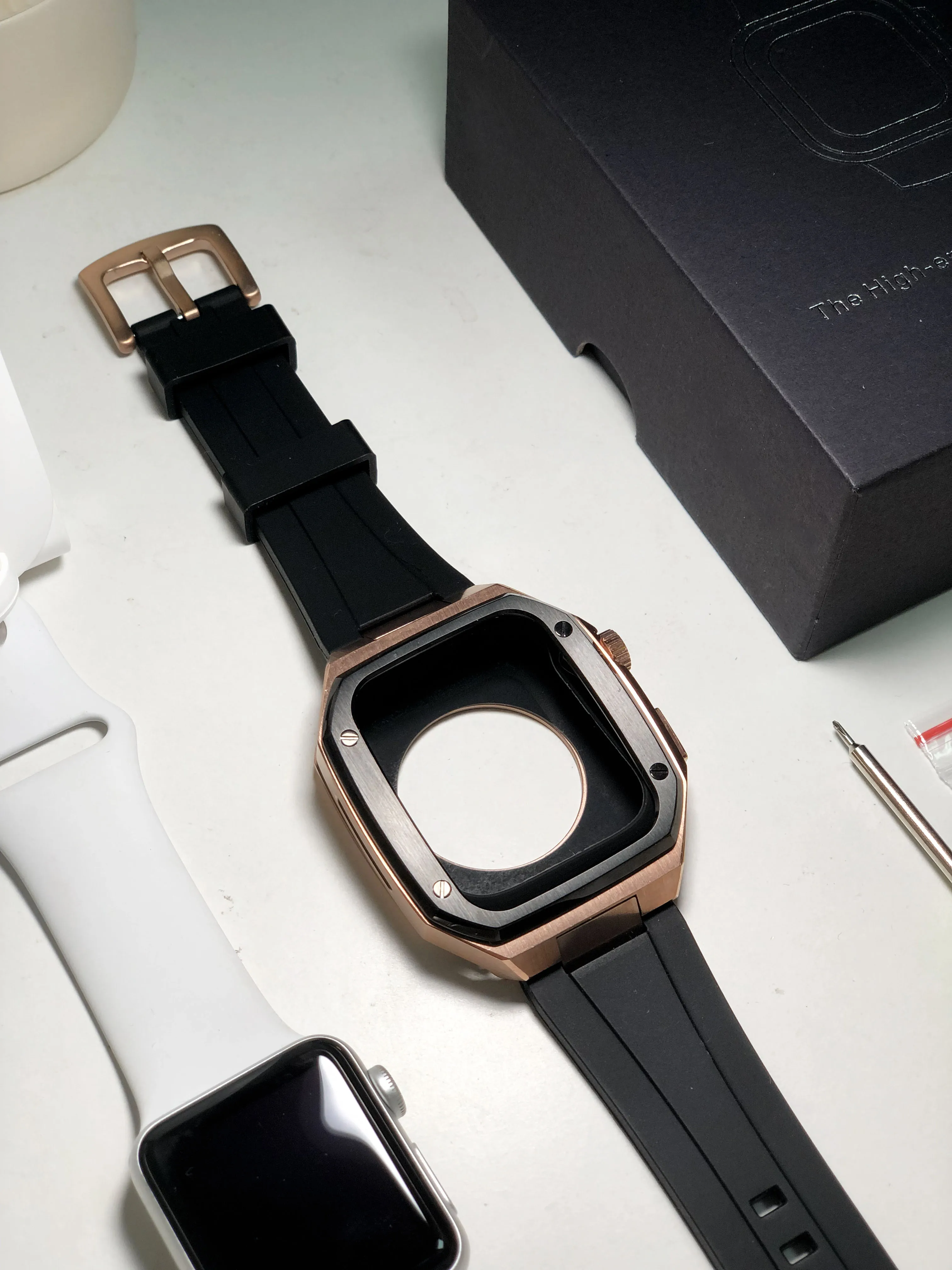 Pаспродажа Роскошный металлический ремешок для Apple Watch 8 45 мм 7 41 мм, силиконовый резиновый ремешок для IWatch серии 6 SE 5 4 44 мм 40 мм, модификационный комплект