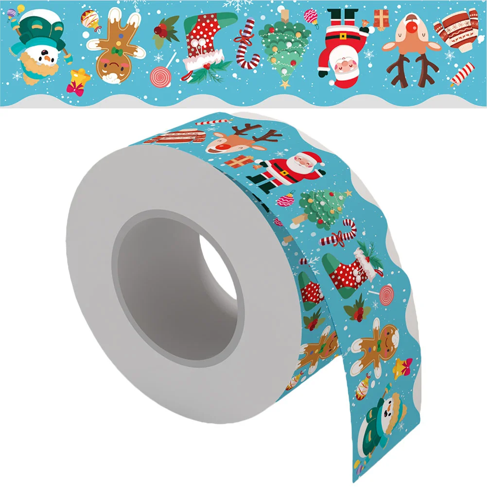 

Christmas Border Sticker Decorative Trim Cartoon Blackboard Paper Bulletin Accessory Copper Plate Stickers Replaceable