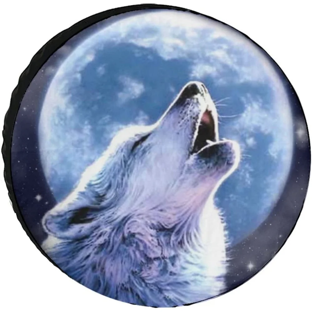 

Полнолунный Воющий волк, брикет, чехол на колесо для запасной шины, 14/15/16/17 дюймов, RV, SUV, трейлер, грузовик, круто