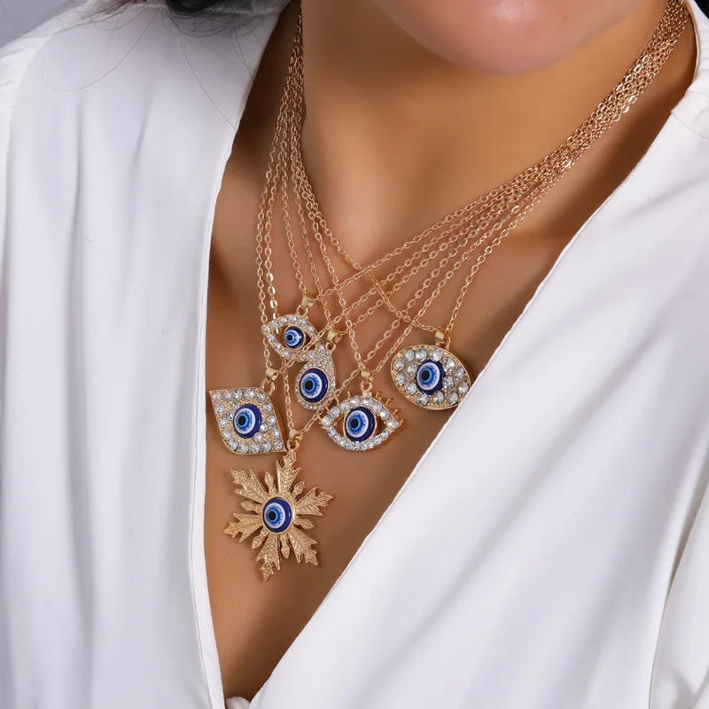 Классическое циркониевое женское ожерелье Hamsa с дизайном зла чокер из