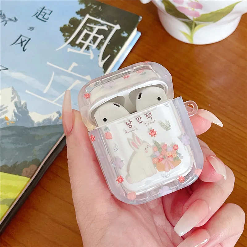 

Korean pop Ins Cartoon Rabbit Earphone Case For Apple Airpod Pro 3 2 1 2nd Charging Box gril Bunny Clear Wireless Headset Cover