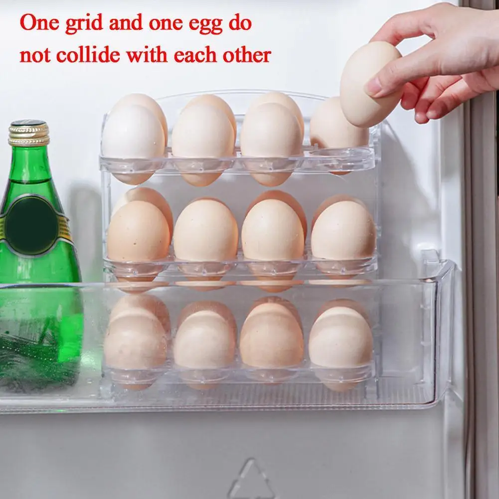 Foldable Egg Storage Box Large Capacity 3 Layers Space Saver
