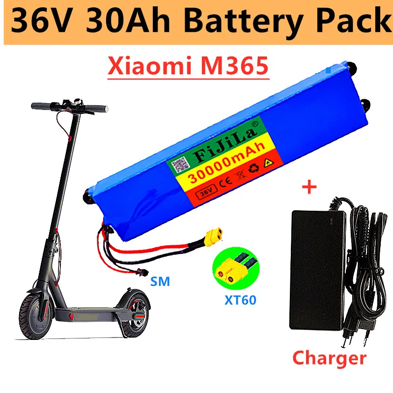 

2022 echtes 36V 30Ah lithium-ionen akku, geeignet für Xiaomi Mijia m365 akku elektrische roller BMS + ladegerät