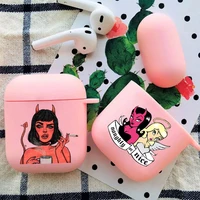 hot sexy devil girl earphone case for airpods 1 2 3 pro bad girl luxury pink soft silicone wireless bluetooth headphone case
