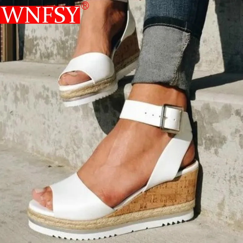 

Wnfsy Women Wedges Sandals Summer Breathable Plus Size High Heels Shoes Femme Lightweight Flip Flop Platform Sandalias De Mujer