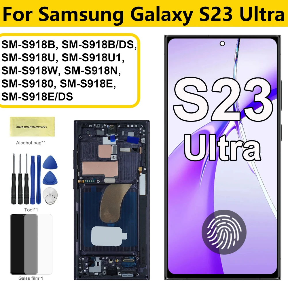 AMOLED для Samsung Galaxy S23 Ultra S918B S918U S918N ЖК-дисплей с цифровым преобразователем