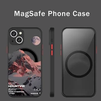 beach mountain scenery phone case for iphone 13 12 mini pro max matte transparent super magnetic magsafe cover