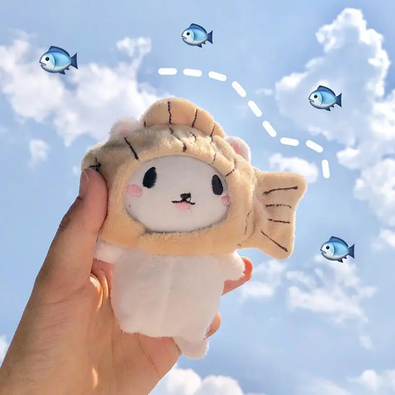 

1 шт. Симпатичные креативные плюшевые игрушки мультяшный Кот котенок с рыбкой шапочкой мягкая кукла брелок Подвеска плюшевая кула подарок