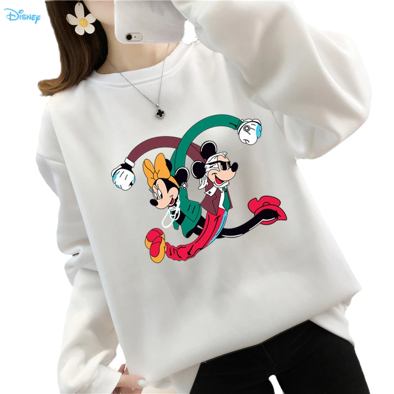 

Disney Anime Mickey and Minnie Mouse Couples Matching Sweatshirts Women/ Men Crewneck Long Sleeve Fleece Thick Poleron Anime Y2K