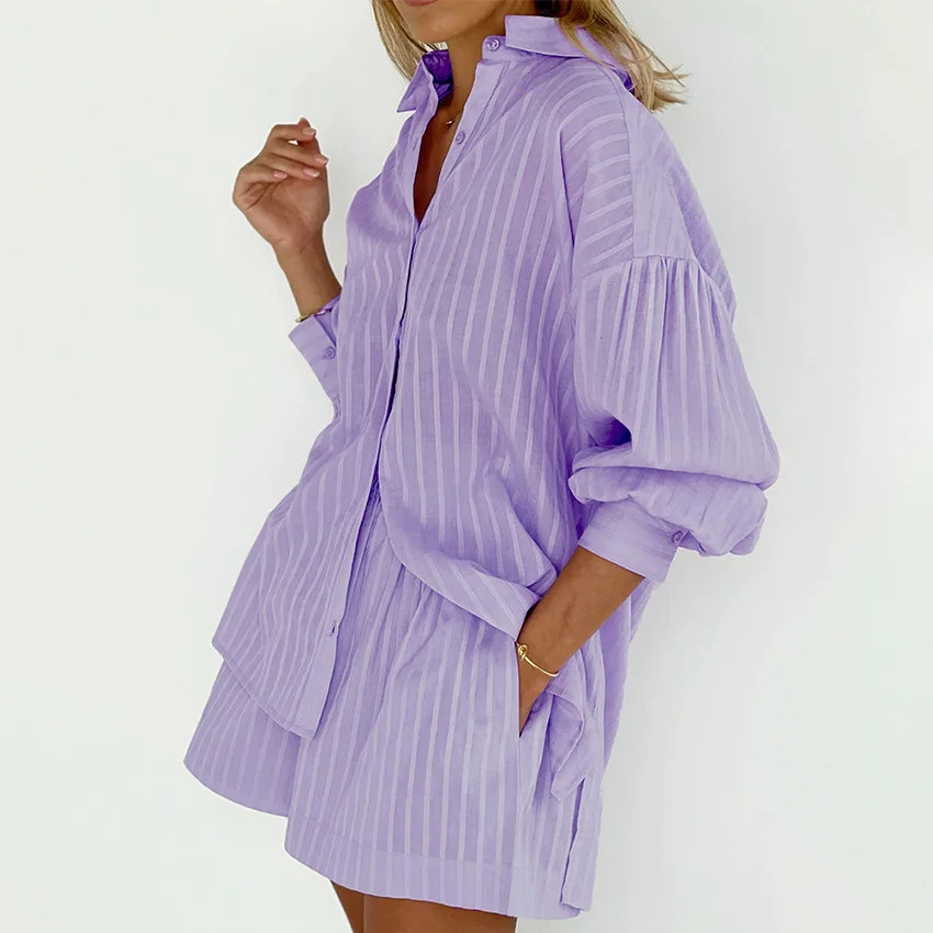 

Summer Suits Fashion Top Women's Blouse Chic and Elegant Woman Set 2023 Cotton New Two Piece Shorts Sets Free Shipping Promotion