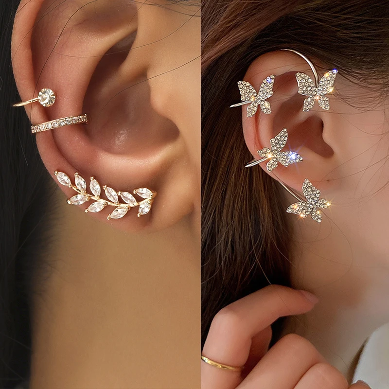 

Trendy Bohemian No Piercing Crystal Rhinestone Ear Cuff Earrings for Women Wrap Stud Clip Earrings Girl Earrings Jewelry Bijoux