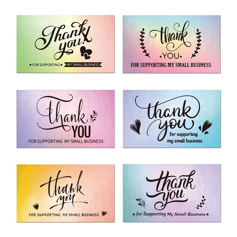 

50PCS Thank You For Supporting My Small Business Reflective Laser Appreciate Cards Greeting Postcard For Online Retail Shopping
