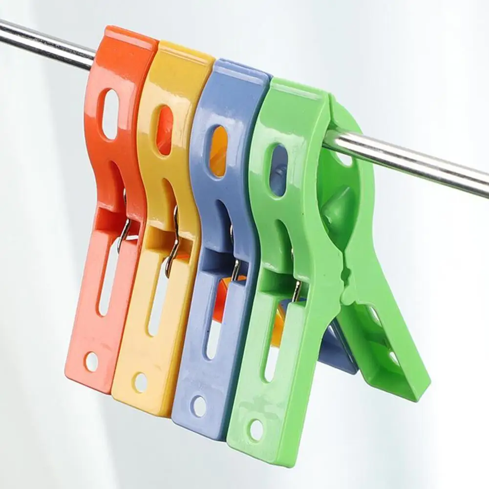 

8ps/set Hanger Clips Large Plastic Windproof Beach Towel Clothes Pins Spring Clamp Hot Sale New Plastic Hanger Clips New Cheap