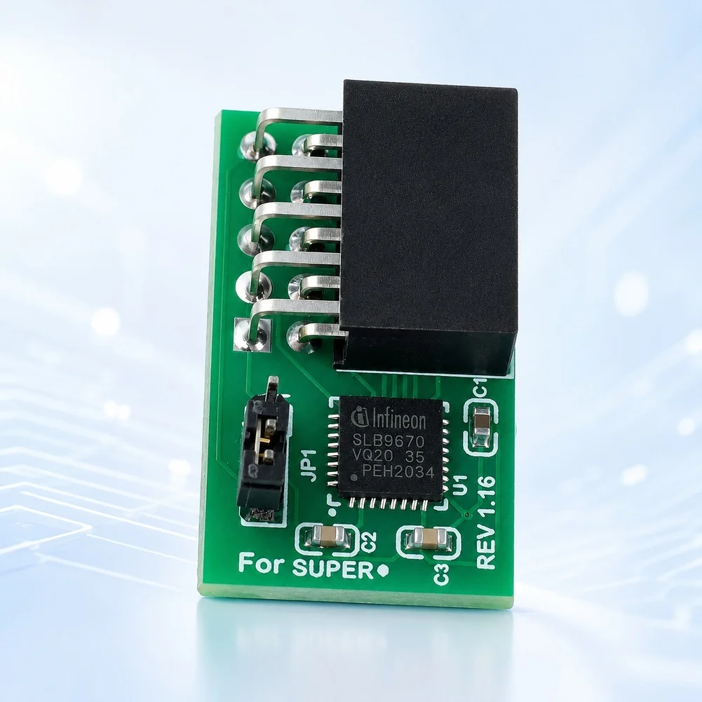 Сертифицированный модуль безопасности TPM 2.0 с 10-контактным интерфейсом SPI для активации функций доверенной платформы на совместимых устройствах. (art.: 3920dd0c429cd) - 3920dd0c429cd