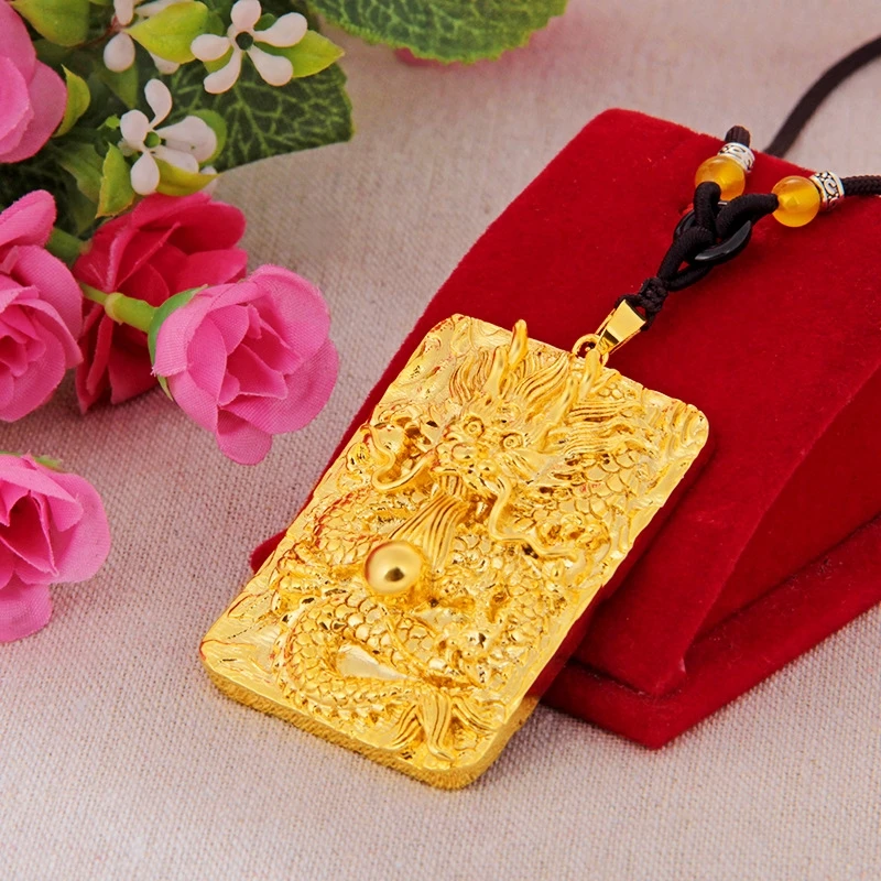 Keep Color Vietnam Alluvial Gold Dragon Charms 2019 New Design Big Square Dragon Pendants for Necklace Making Jewelry Fittings