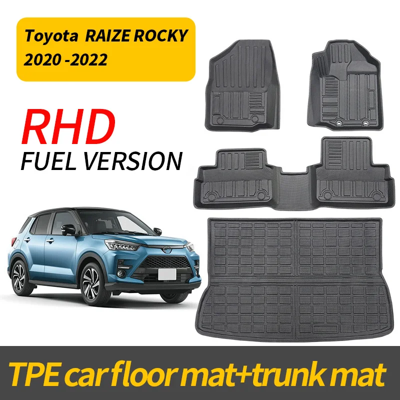 

RHD Car Floor Mats For Toyota RAIZE ROCKY 2020-2022 Cargo Trunk Mats Waterproof All-Weather Durable XPE Floor Liners Accessories