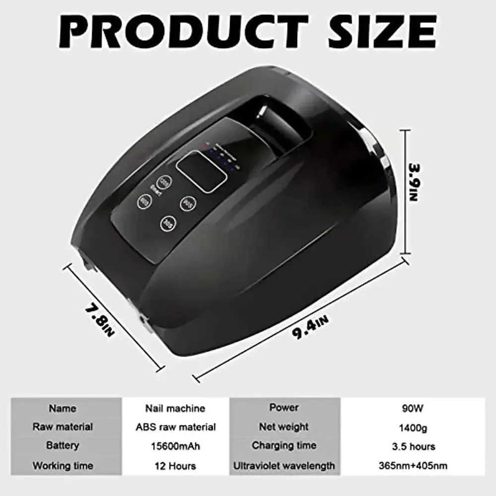 Перезаряжаемая лампа для ногтей с зеркальным дном 90 Вт