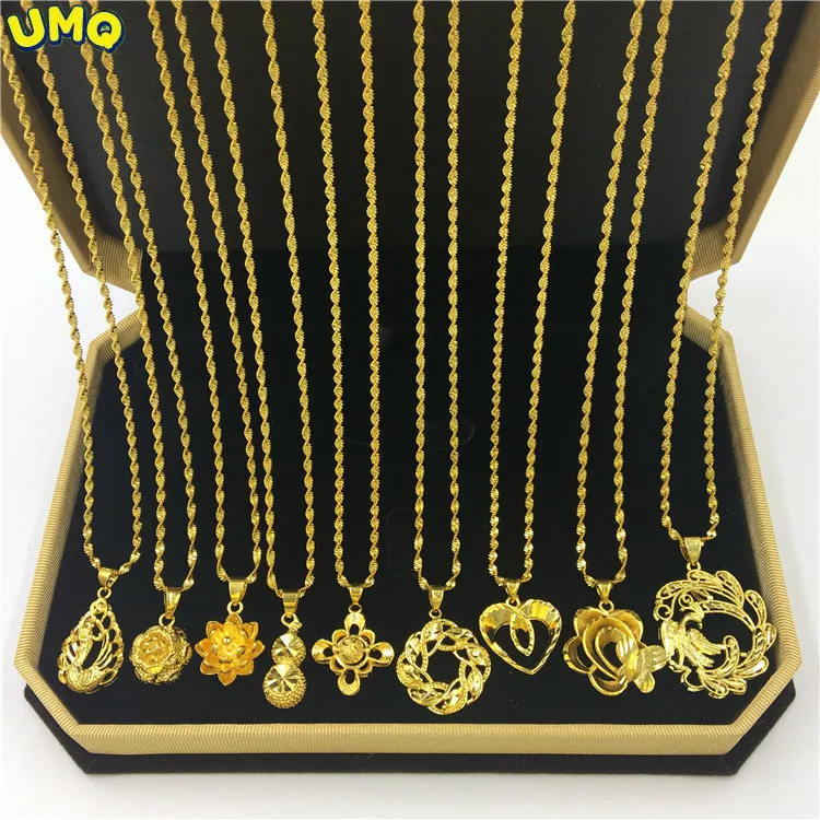 Summer Fashion Clavicle Chain Plated Vietnam Nansha Gold Necklace Euro Phoenix Flower Transfer Pearl Female Long-lasting Color