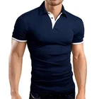 Рубашка-поло мужская с коротким рукавом, приталенная модная деловая одежда для фитнеса, роскошная брендовая нарядная одежда, лето