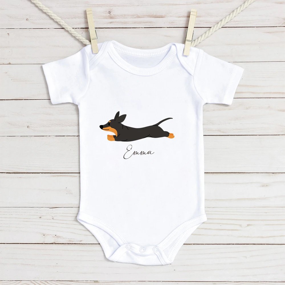 

Personalized Puppy Name Baby Romper Boys Girls Custom Bodysuit Baby Shower Gift Girls Boys Summer Short Sleeve Clothes