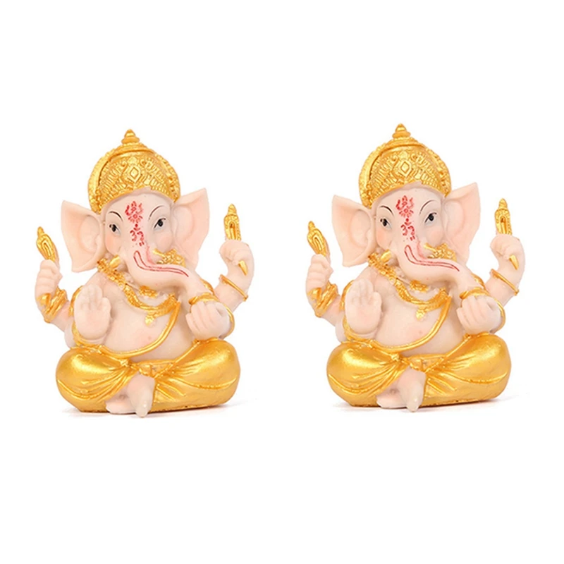 

Hot SV-2X Haidianzi Gold Lord Ganesha Buddha Statue Elephant God Sculptures Ganesh Figurines