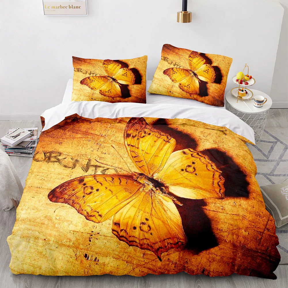 

Printed Bedding Set Luxury Woman Duvet Cover Double 200x200cm Bedspread Soft Home Textile Decoration Colorful Butterfly Flowers