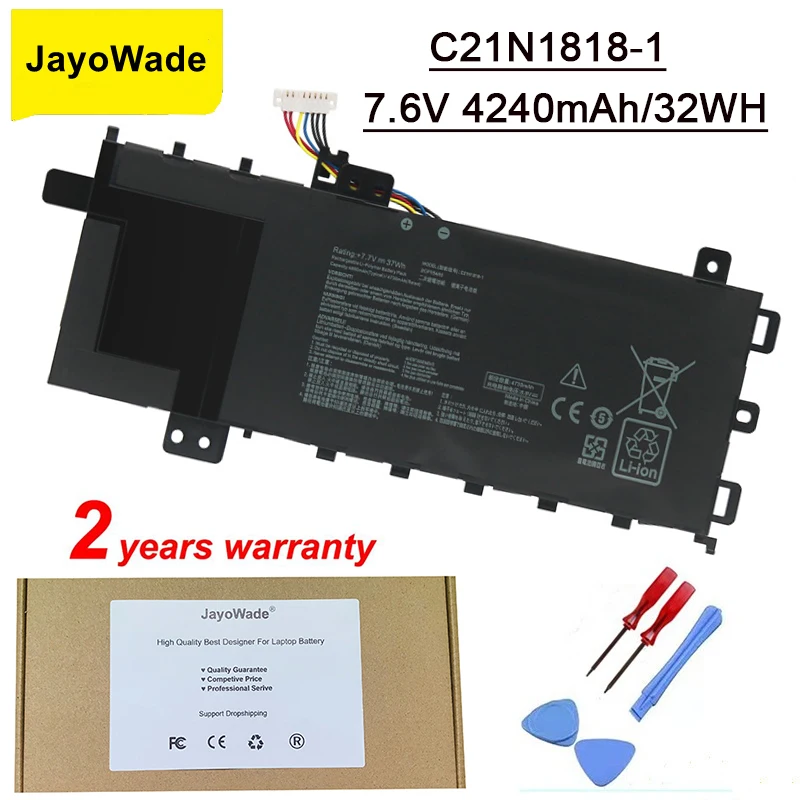 

JayoWade C21N1818-1 Laptop Battery For ASUS VivoBook 14 X412 X409FA VivoBook 15 M509DA X509UA F509FA A409UA 2ICP7/54 7.6V 32WH