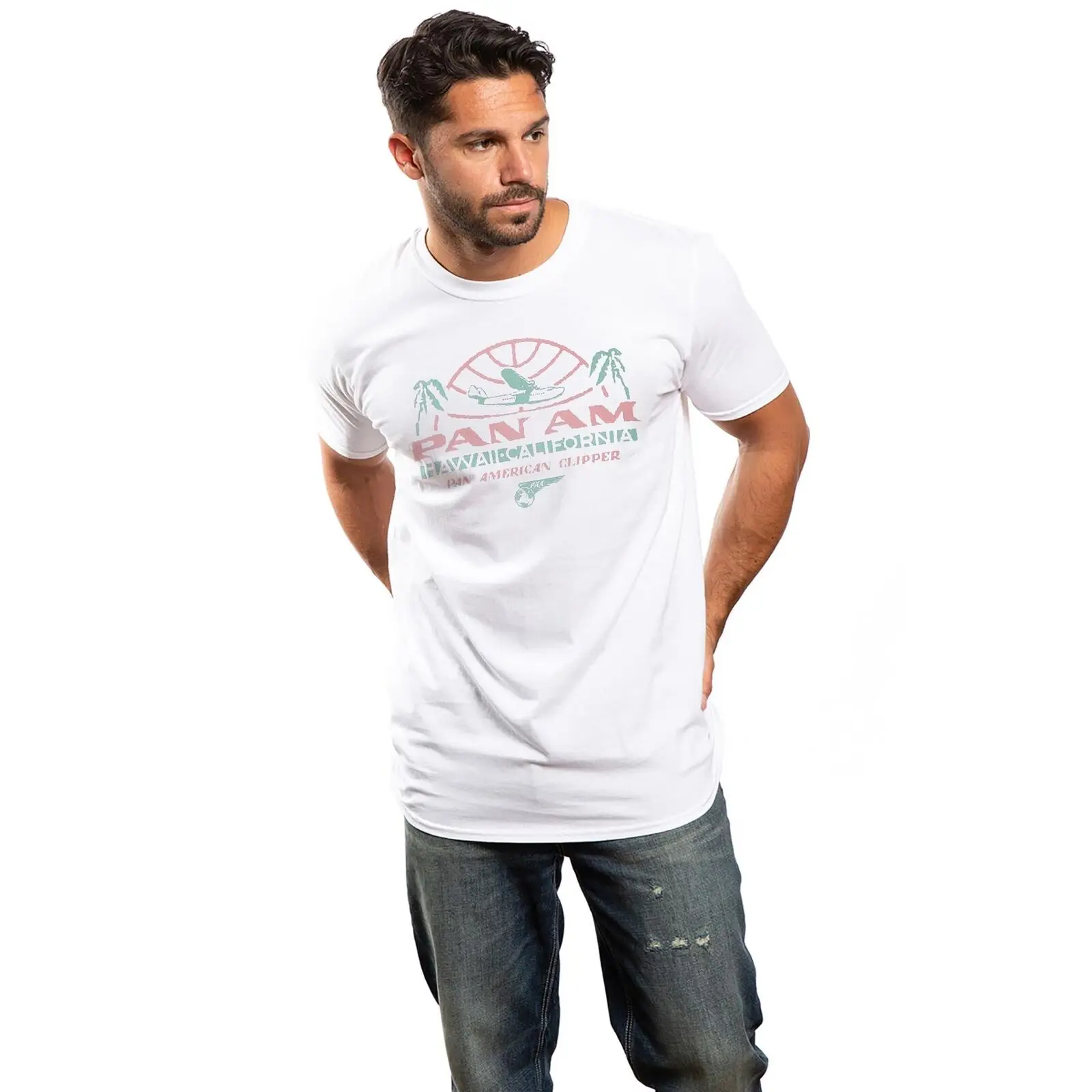 Мужская футболка PAN AM, гавайский самолет из Калифорнии, официальная американская машинка для стрижки