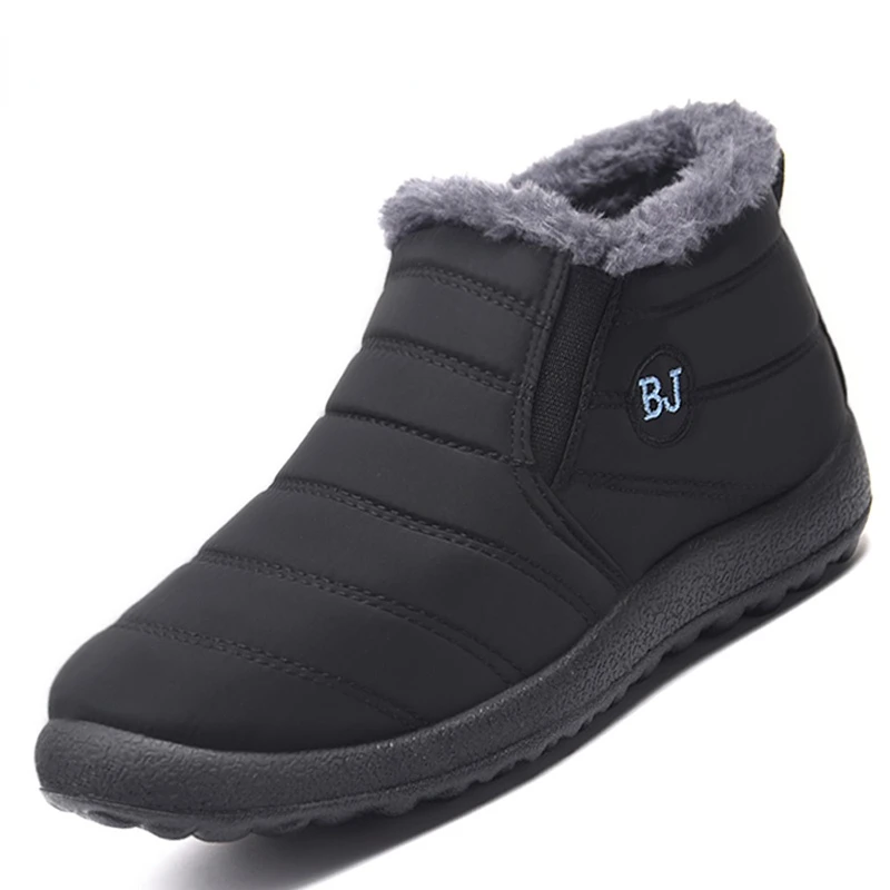 

Зимние теплые мужские ботинки с мехом, мужские водонепроницаемые ботинки без шнуровки, мужские походные ботильоны, Рабочая защитная обувь, ...