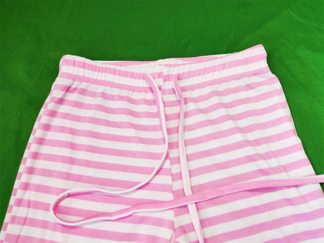 Summer Sleep Pants Women Cotton Long Pant Home Pajamas Soft Slip Summer Pants Drawstring Big Size Sexy Stripe Casual Big Size