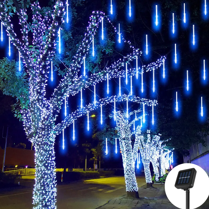 

8 Tubes Solar Meteor Shower Solar Outdoor Lights Garland Fairy Street Garland Christmas Decor Garden Patio Decorative Lights